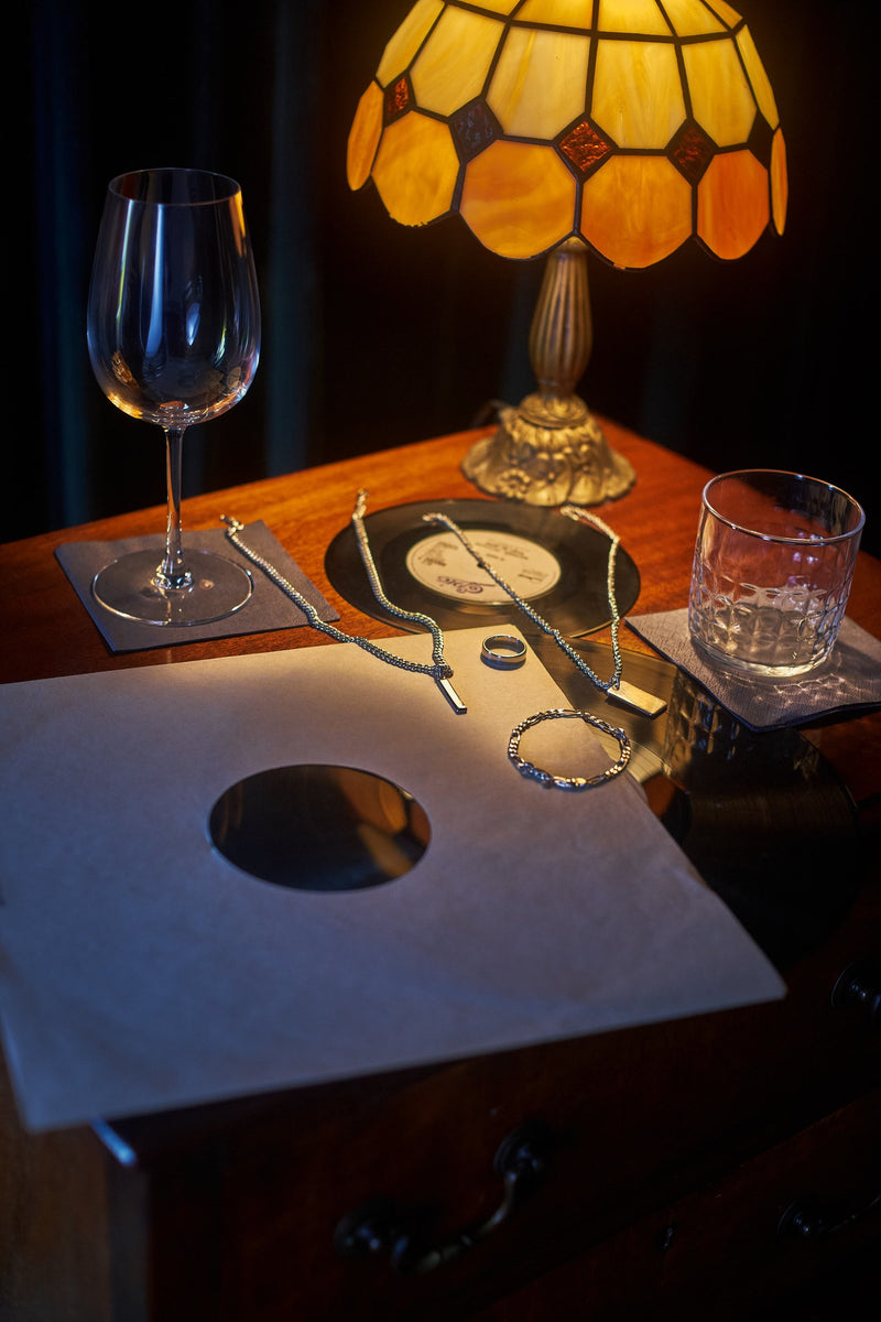 Men's Figaro Bracelet 5mm styled on model — 925 sterling silver