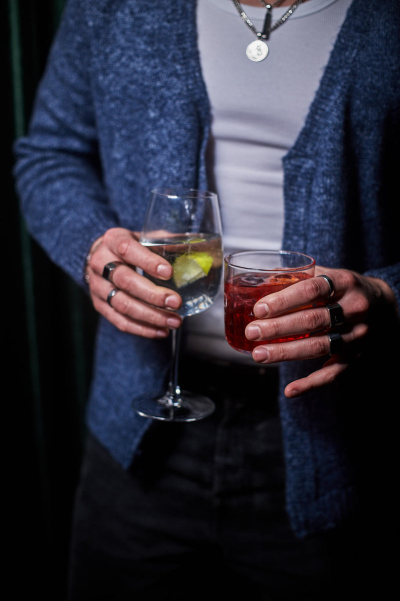 Men's Vitruvian Pendant styled on model — 925 sterling silver