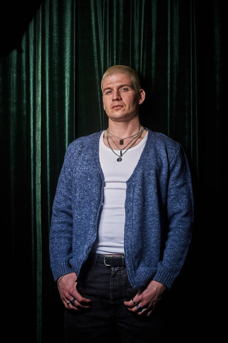 Men's Totem Pendant styled on model — 925 sterling silver