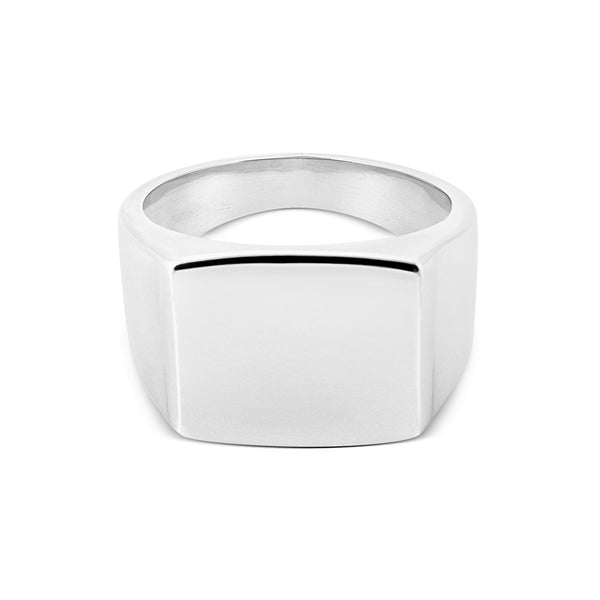 Plain Signet Ring - front view, 925 sterling silver