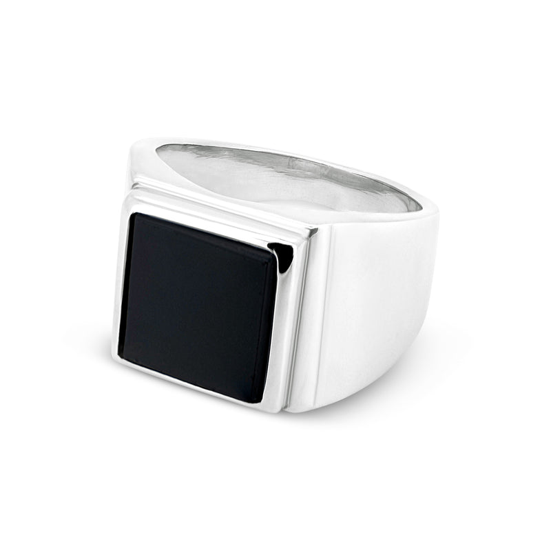 Onyx Signet Ring - side view, 925 sterling silver