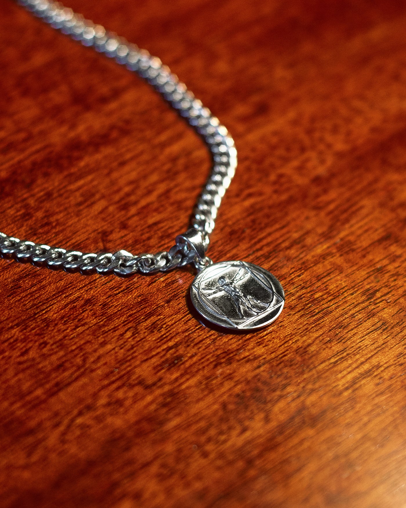 Vitruvian Pendant - styled with Cuban Chain 5mm, pendant on chain