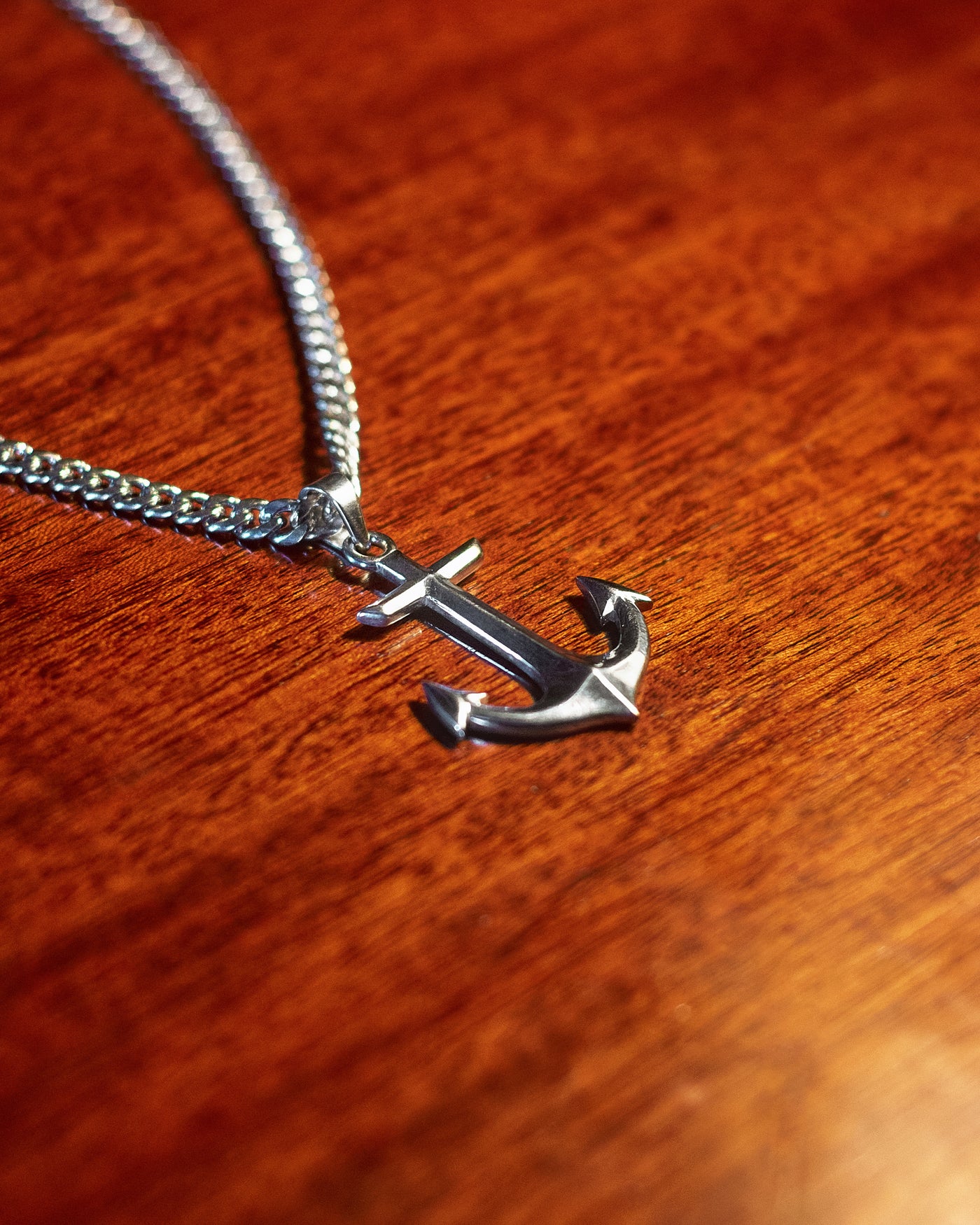 Anchor Pendant - styled with Cuban Chain 5mm, pendant on chain