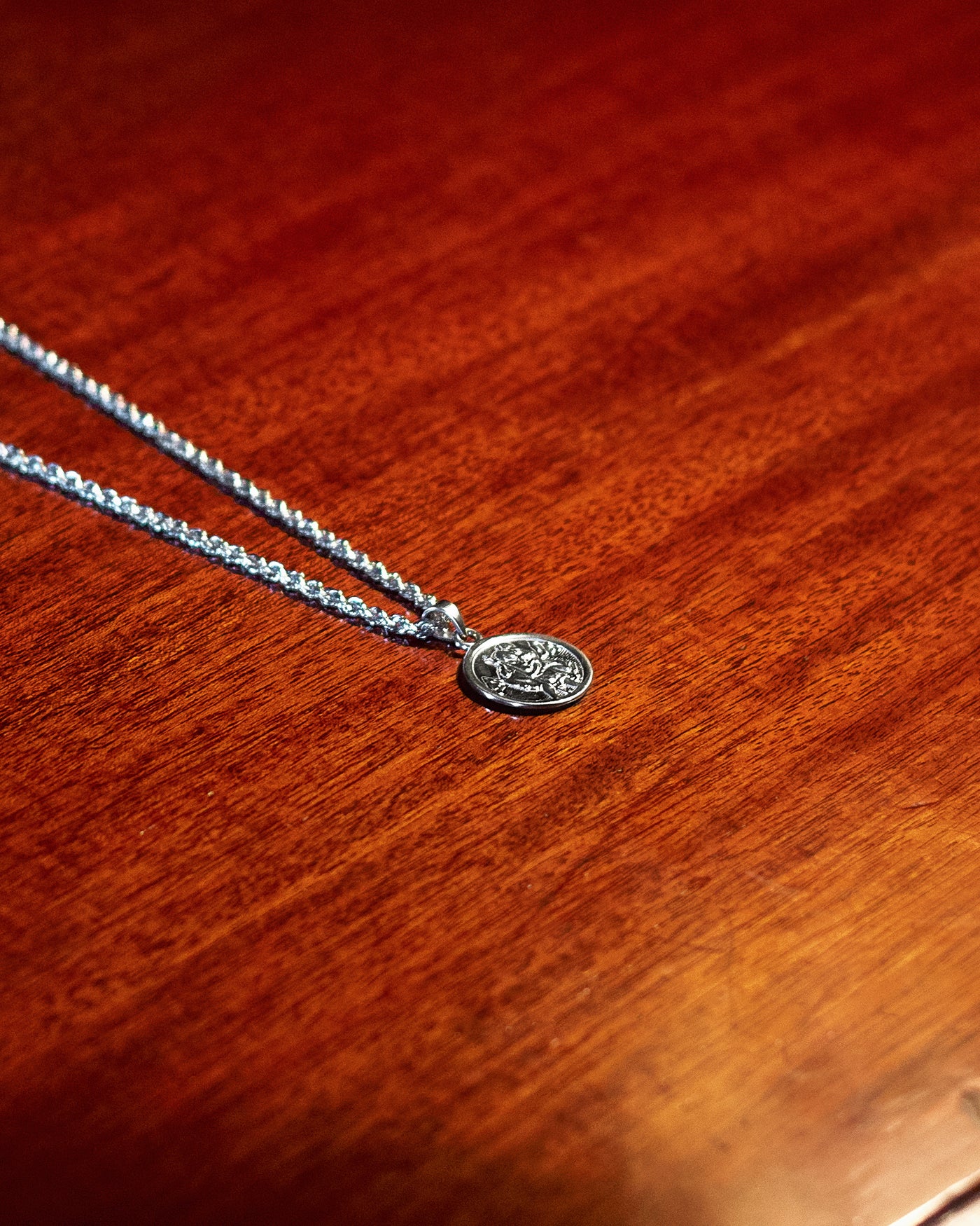 St Christopher Pendant - styled with Rope Chain 3mm, pendant on chain