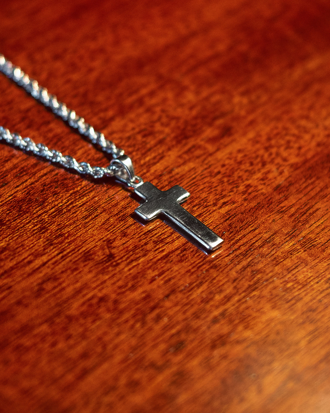 Latin Cross Pendant - styled with Rope Chain 3mm, pendant on chain