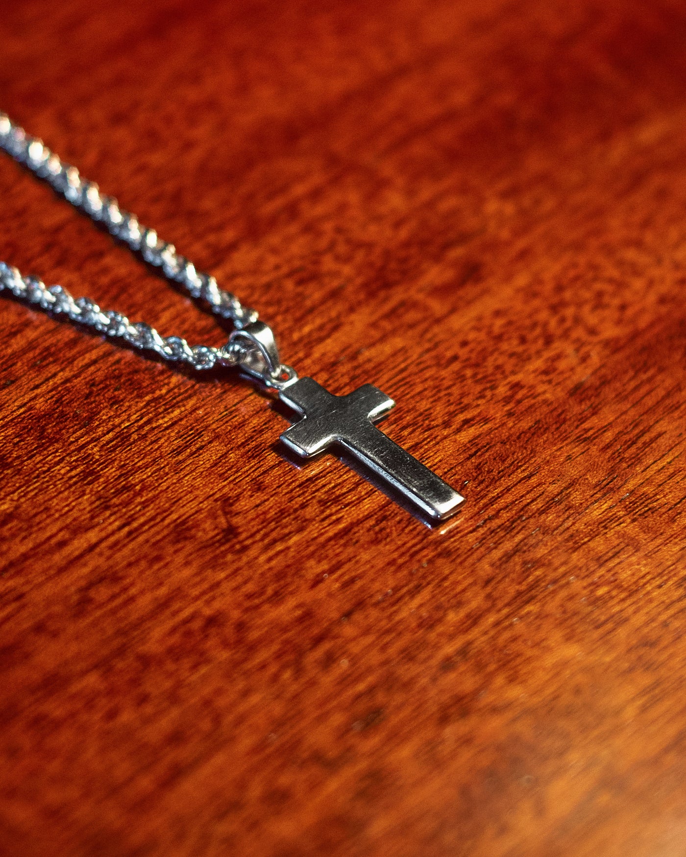 Latin Cross Pendant - styled with Rope Chain 3mm, pendant on chain