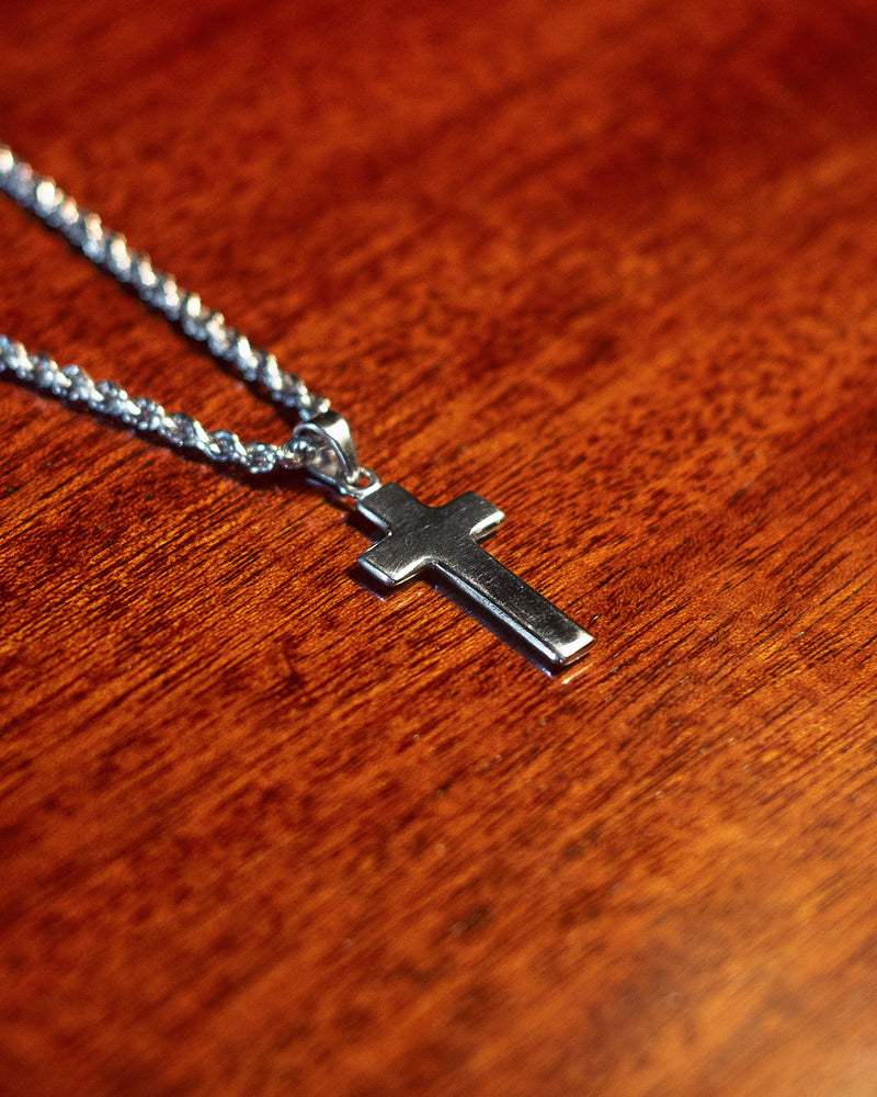 Latin Cross Pendant - styled with Rope Chain 3mm, pendant on chain