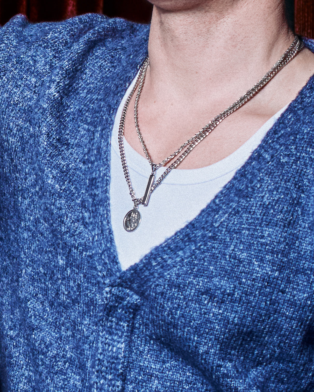 Totem Pendant - styled with St Christopher Pendant, Rope Chain 3mm and Cuban Chain 5mm, layered pendant set on chains