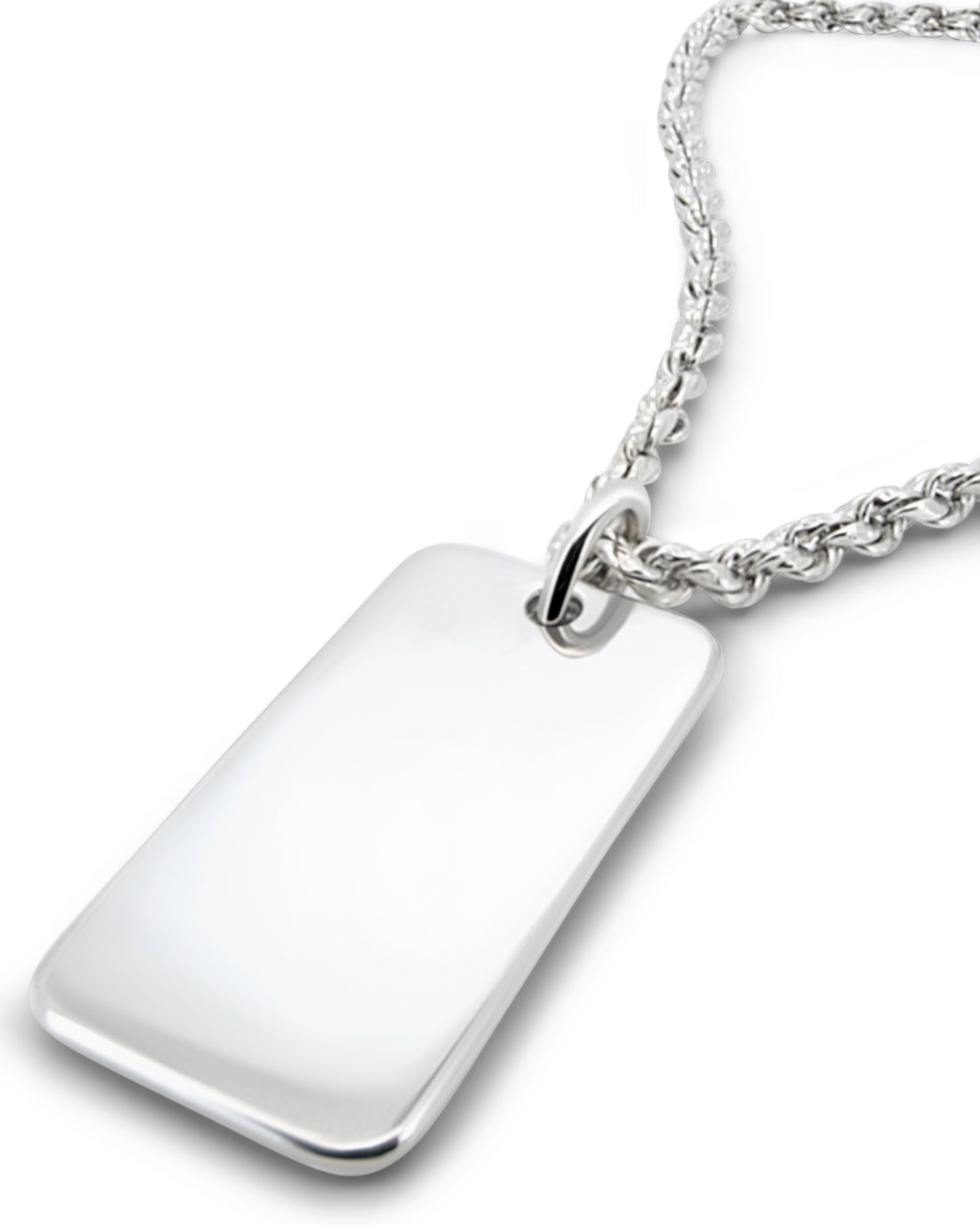 Men's Plain Dog Tag in 925 sterling silver — detail view