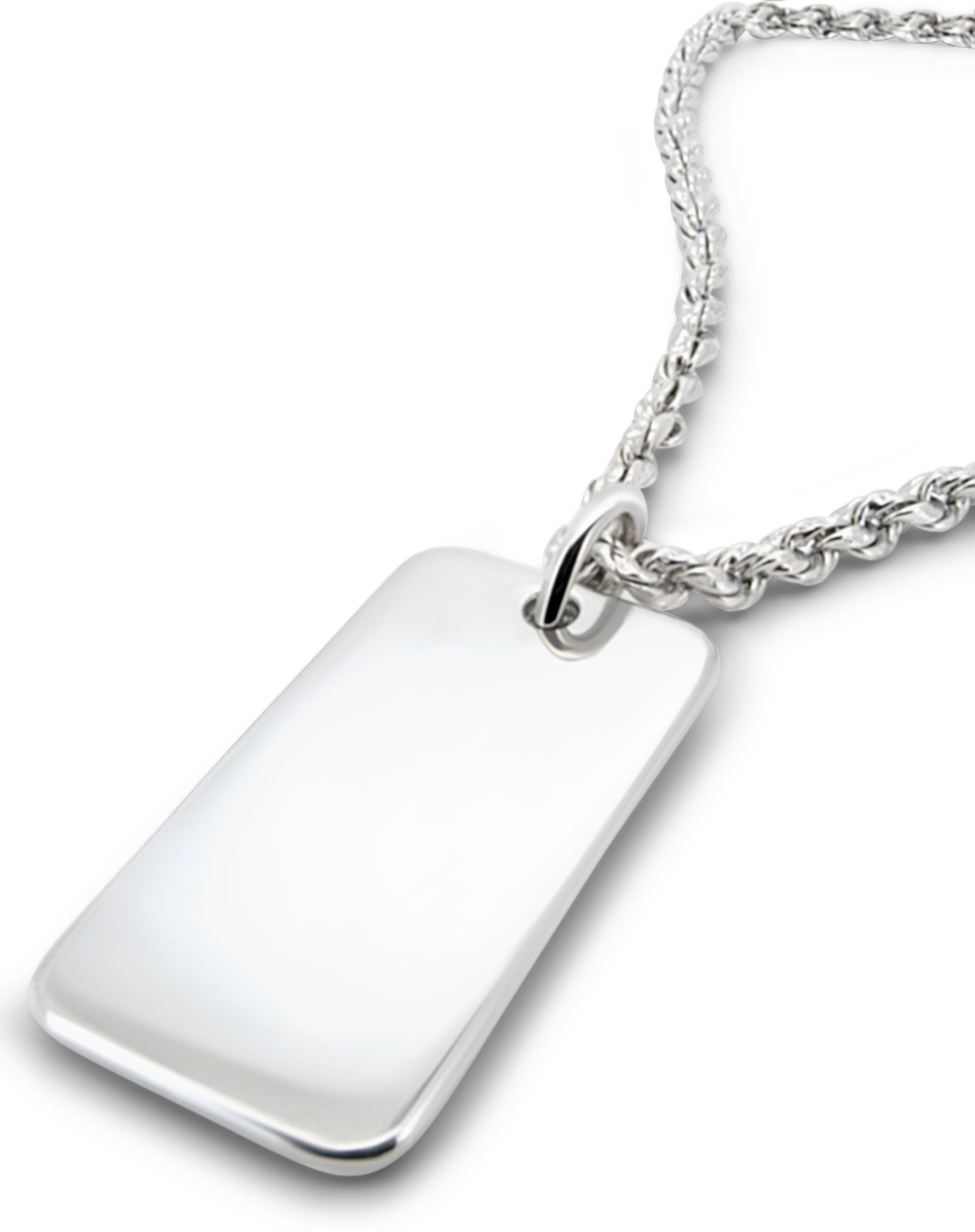 Men's Plain Dog Tag in 925 sterling silver — detail view