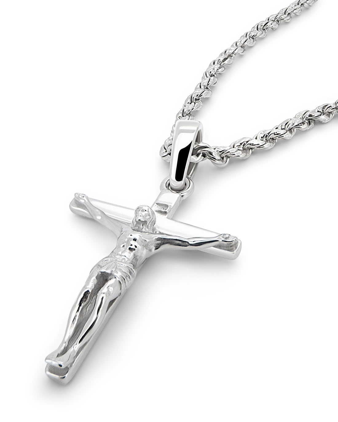 Men's Crucifix Pendant in 925 sterling silver — detail view