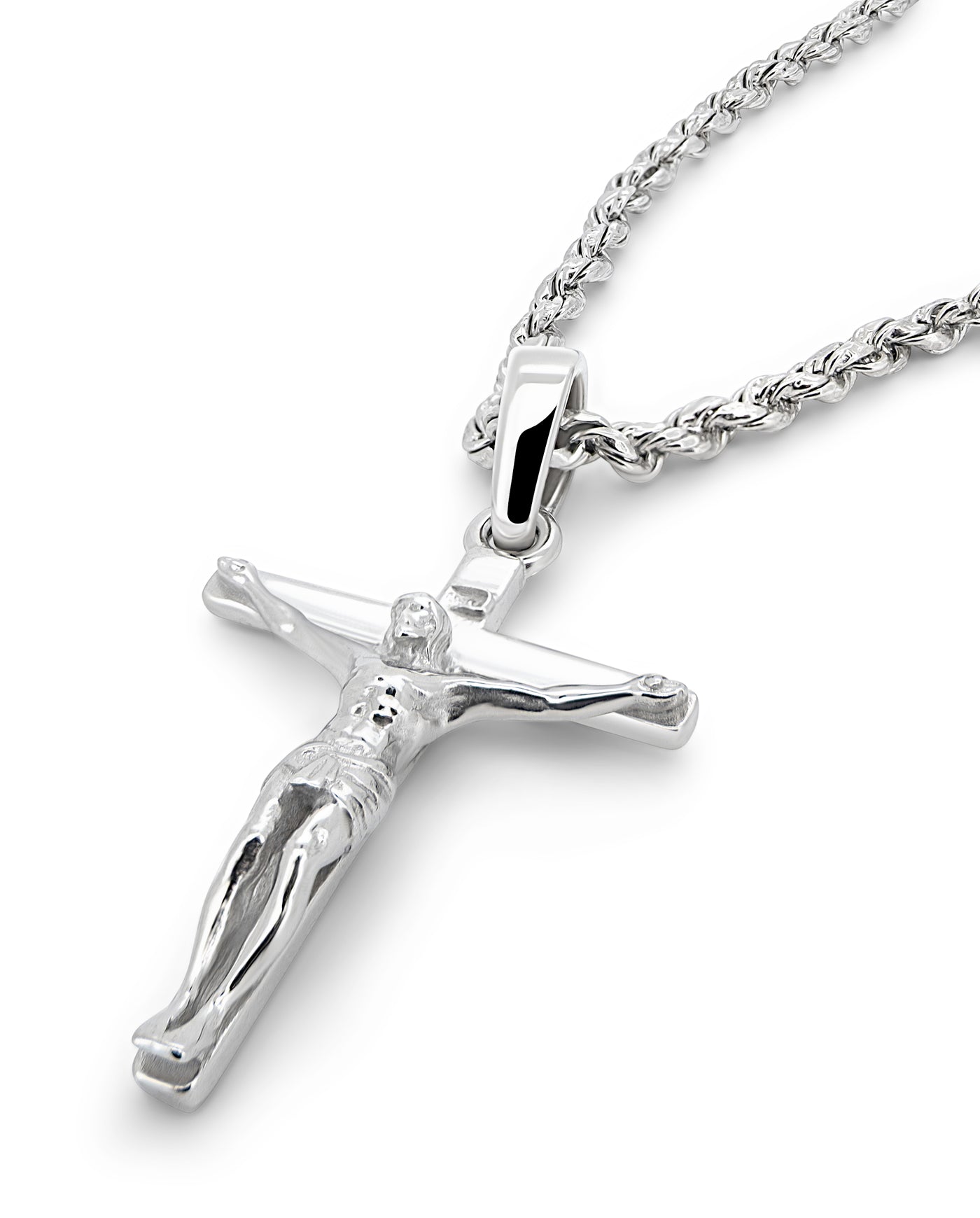 Men's Crucifix Pendant in 925 sterling silver — detail view