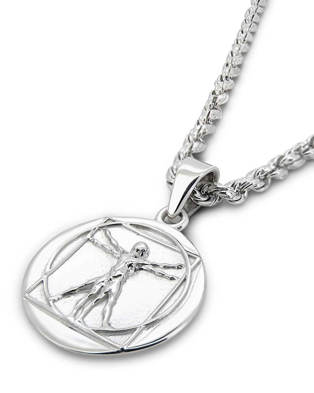 Men's Vitruvian Pendant in 925 sterling silver — detail view