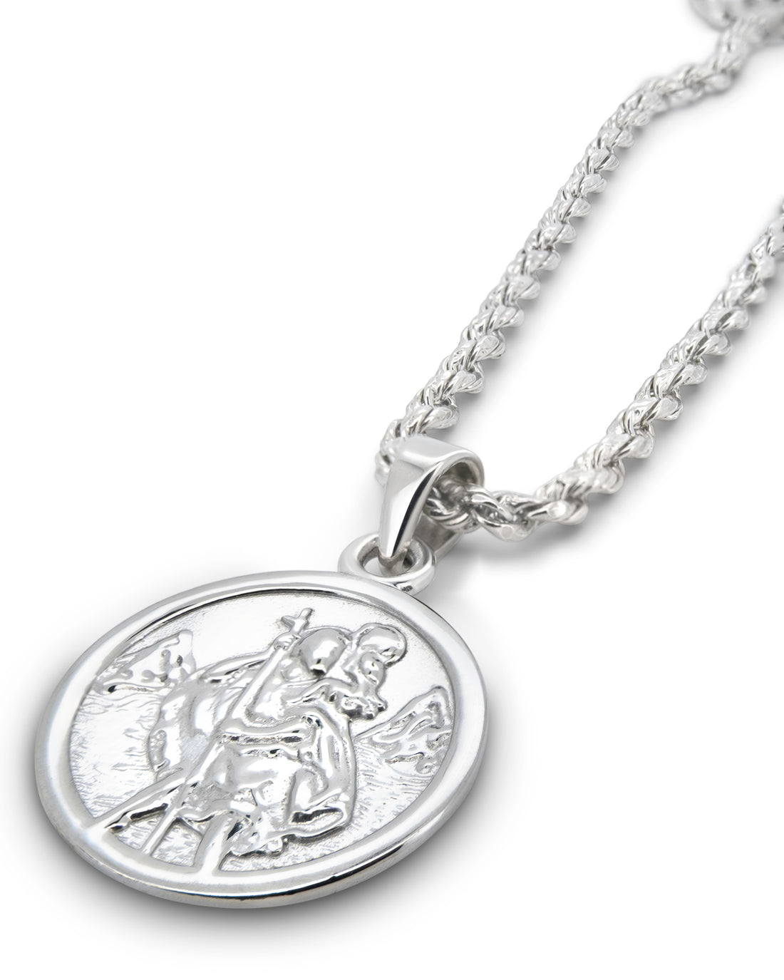 Men's St Christopher Pendant in 925 sterling silver — detail view