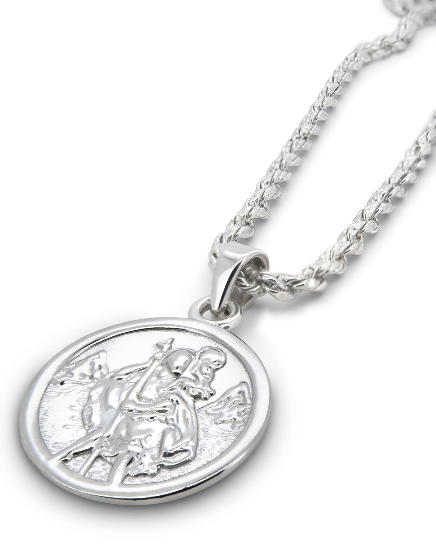 Men's St Christopher Pendant in 925 sterling silver — detail view