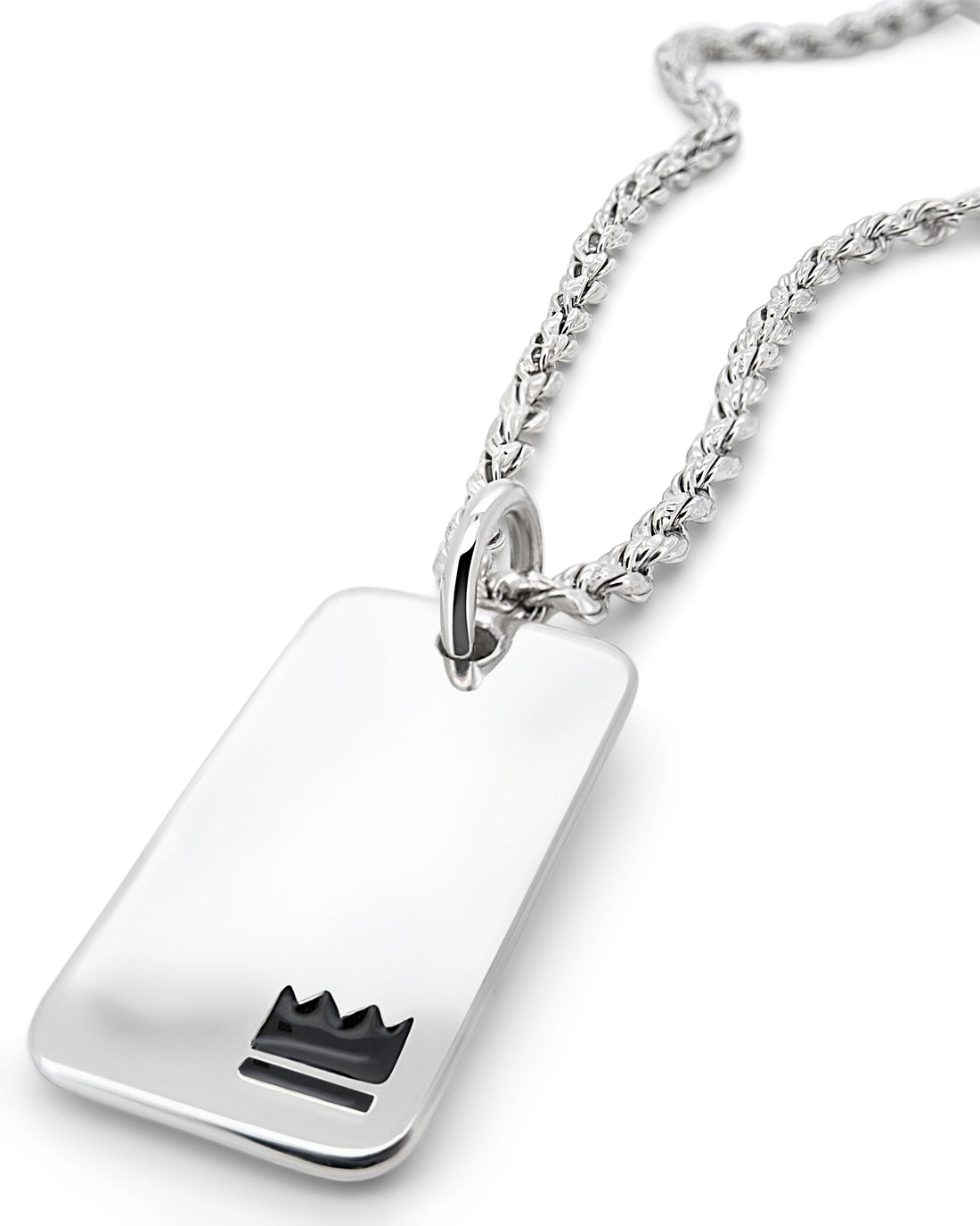 Men's Crown Dog Tag in 925 sterling silver — detail view