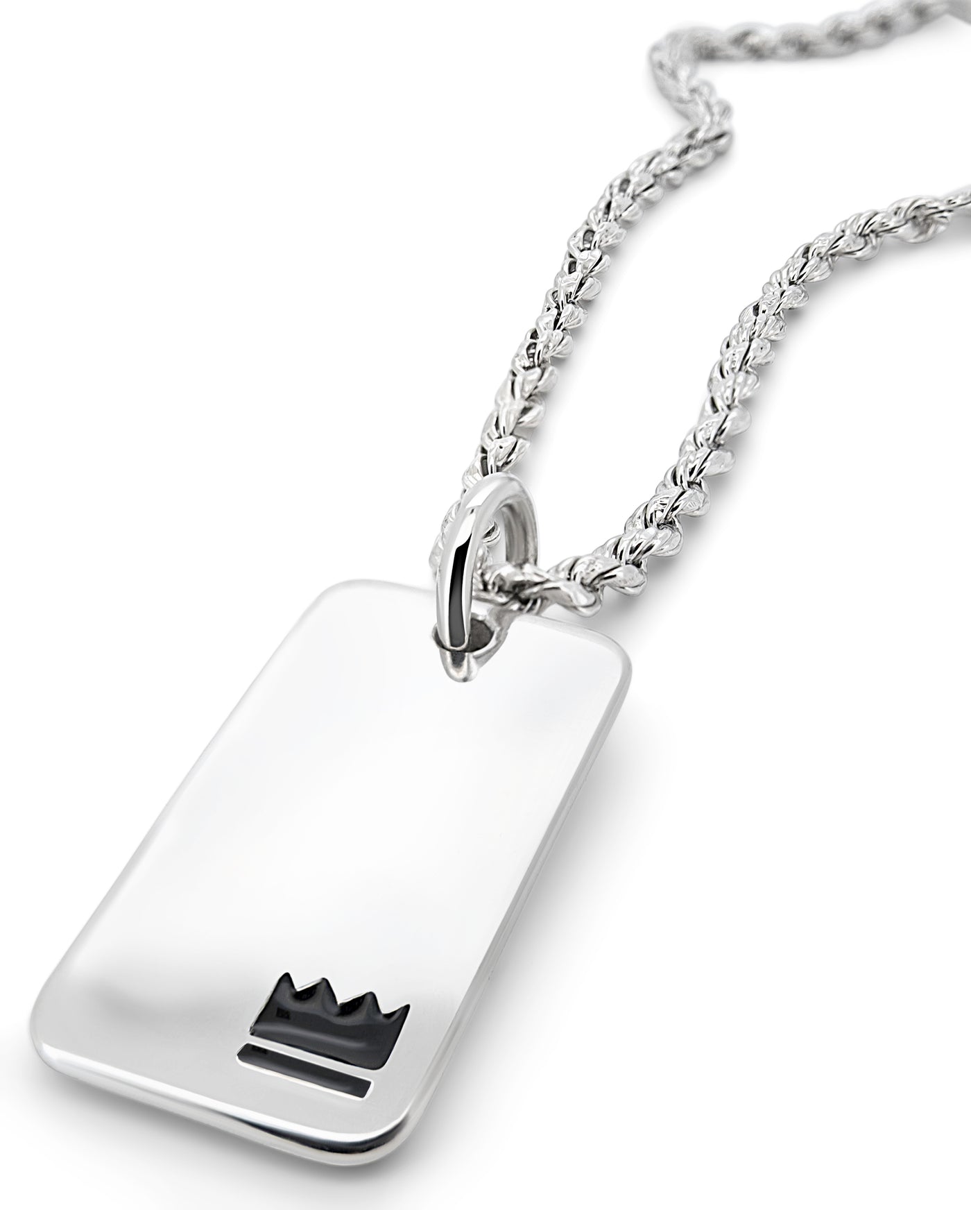 Men's Crown Dog Tag in 925 sterling silver — detail view