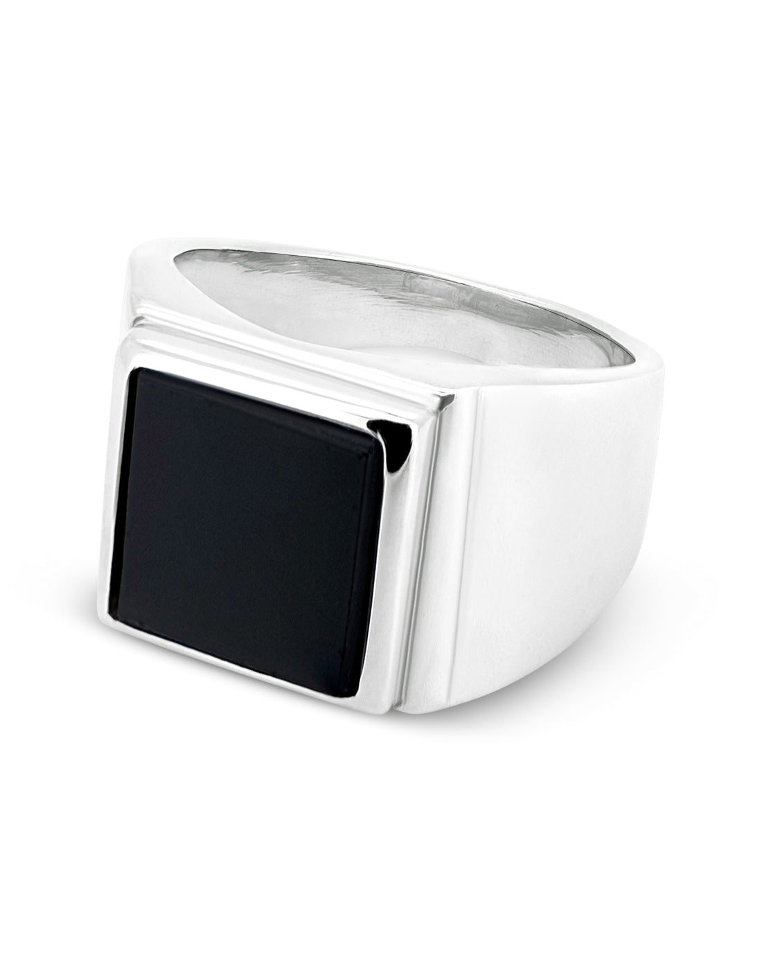 Onyx Signet Ring - side view, 925 sterling silver