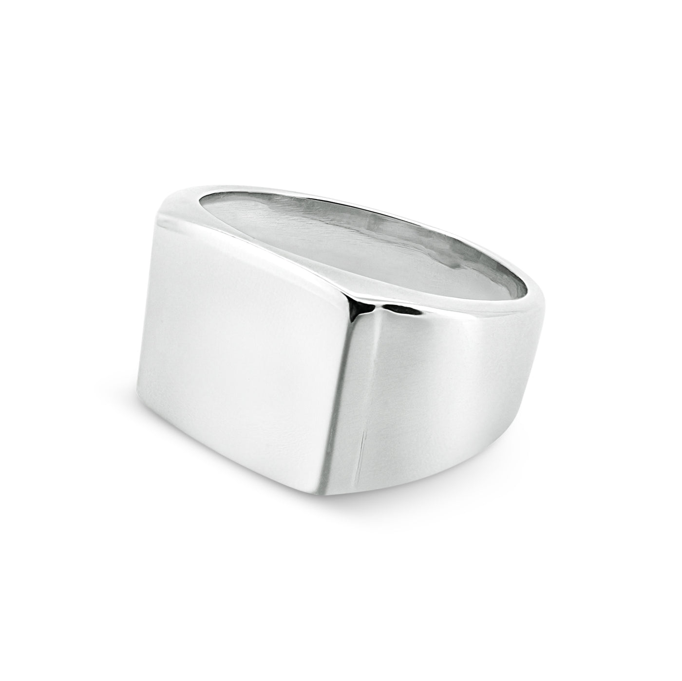Plain Signet Ring - side view, 925 sterling silver
