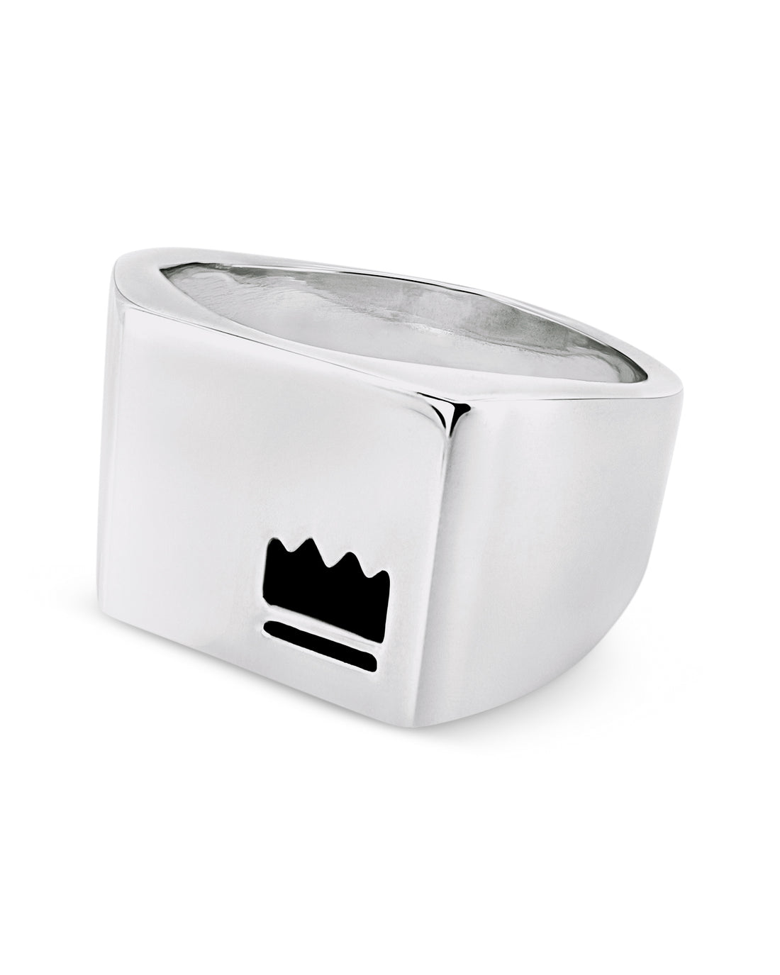 Crown Signet Ring - side view, 925 sterling silver