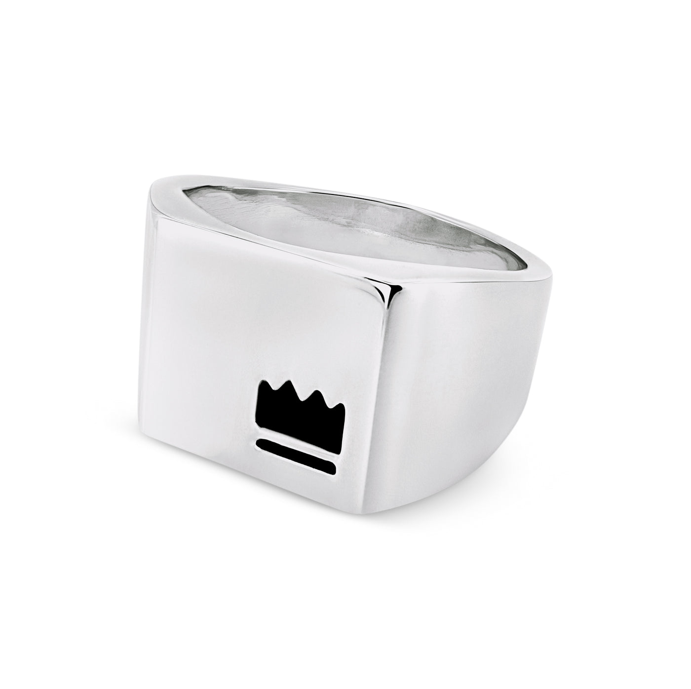Crown Signet Ring - side view, 925 sterling silver