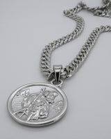 St Christopher Pendant - with Cuban chain, 925 sterling silver