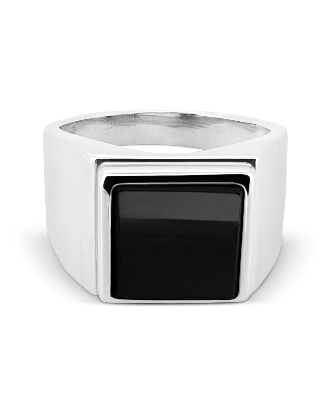 Onyx Signet Ring - top view, 925 sterling silver