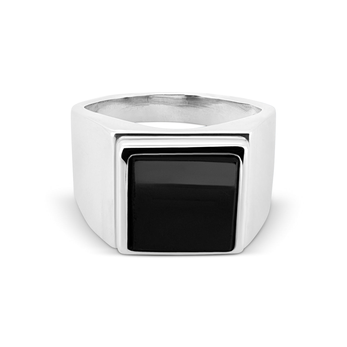 Onyx Signet Ring - top view, 925 sterling silver