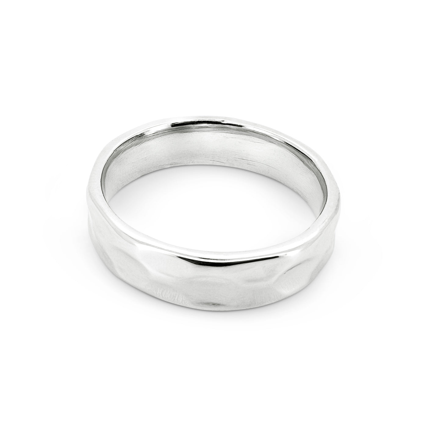 Hammered Band Ring - top view, 925 sterling silver