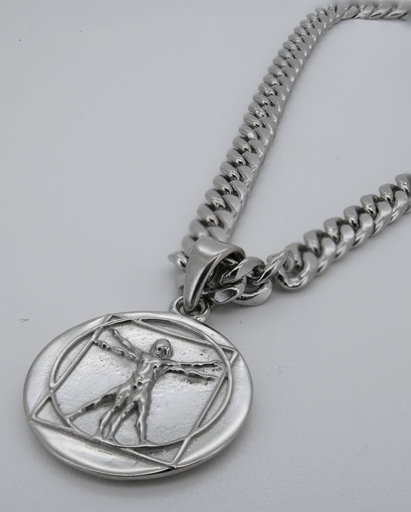 Vitruvian Pendant - with Cuban chain, 925 sterling silver